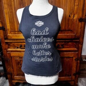 Harley Davidson Womens Tank Top Bad Choices Make Better Stories Graphic T Gray M